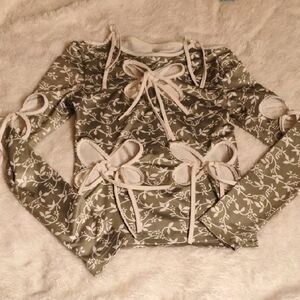 Floral Shirt with Cut Out Tie Accents